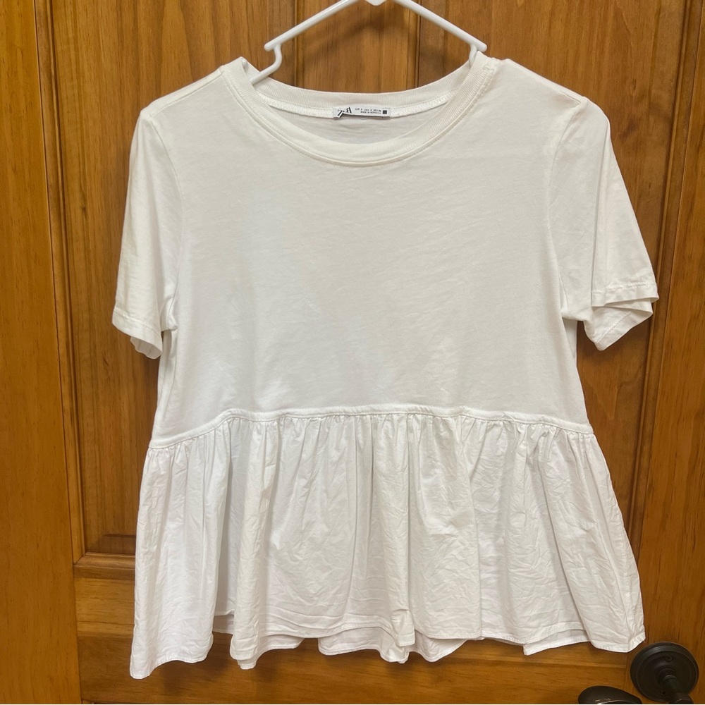 Zara Ruffled Bottom Shirt, Size S